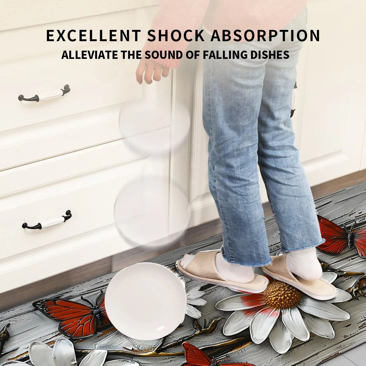 Floral Print Kitchen Floor Mats Waterproof Anti-Slip Kitchen Rug Long Area Carpet Hallway Bathroom Mat Entrance Doormat Washable