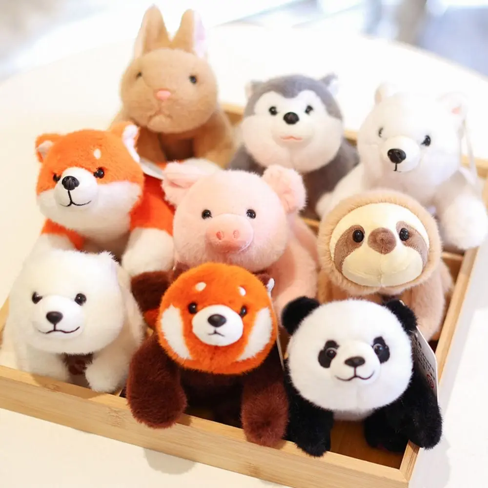 Lovely Sloth Husky Lying Animal Table Ornament Soft Pillow Raccoon Bear Pig Panda 18cm Stuffed Animal Christmas Gift