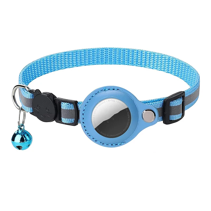 Cat Collar Breakaway With Airtag Holder - Adjustable Reflective AirTag Cat Collar With Bell Integrated Kitten Collar GPS Cat