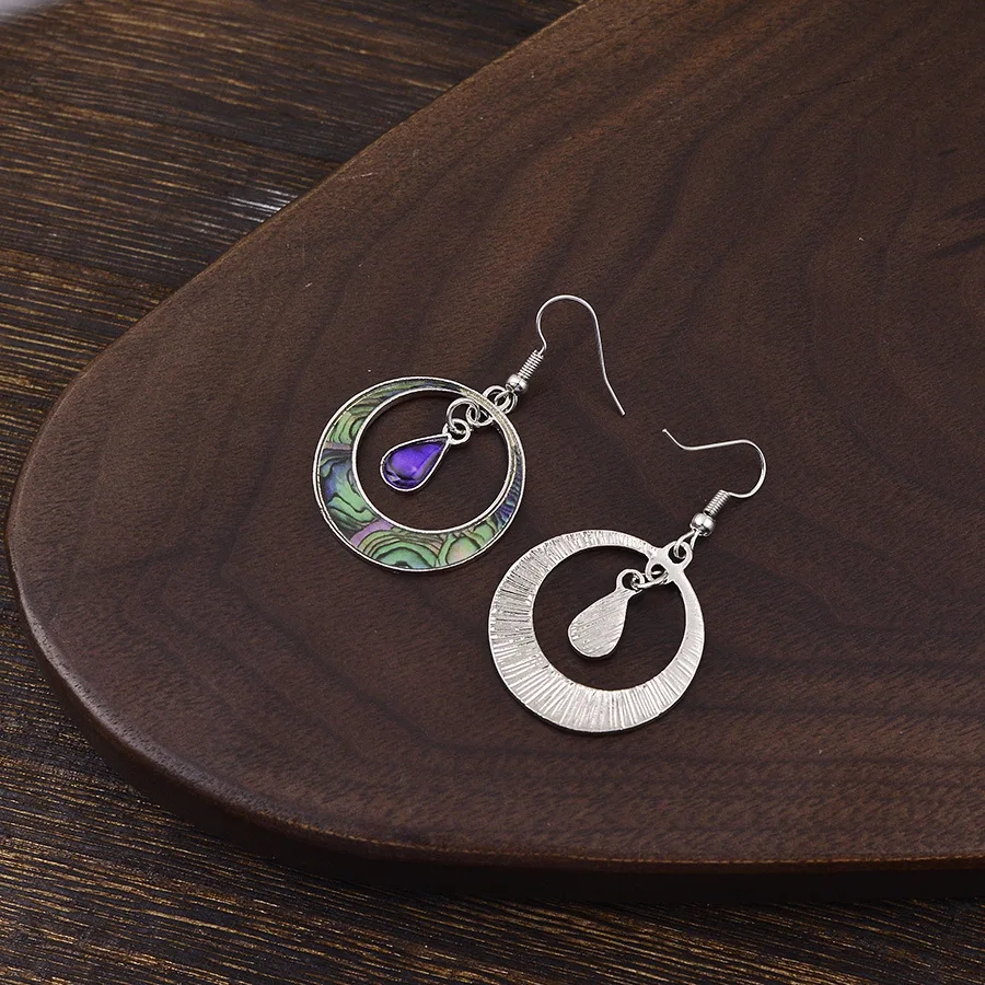 European and American cross-border fashion retro bohemian earrings round hollow pattern water drop earrings exquisite temperamen - view 3