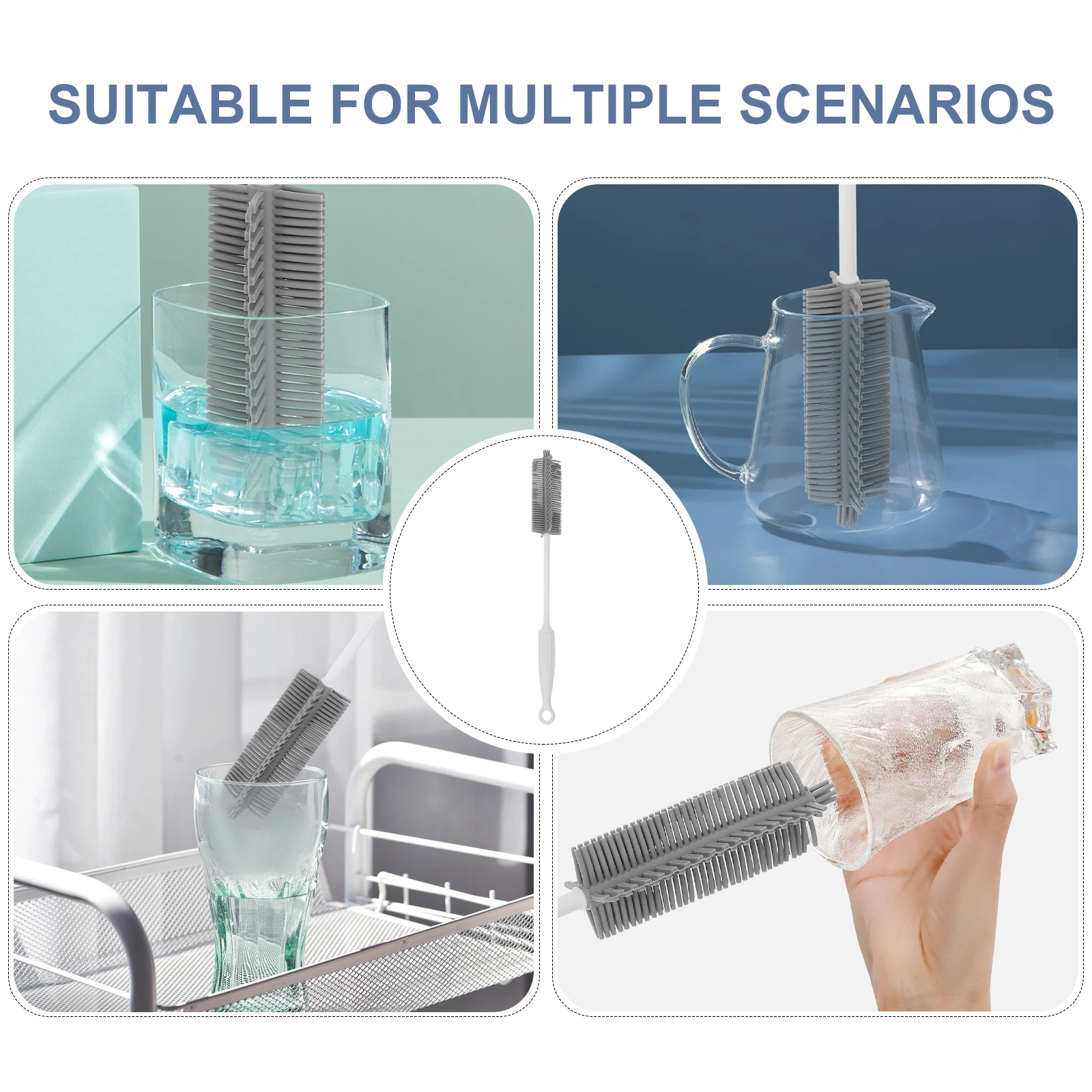 

Glass Cup Cleaning Brush Silicone Portable Bottle Straw Tube Cleaner Multi-Function Scrubbing Tool For Kitchen Household Use