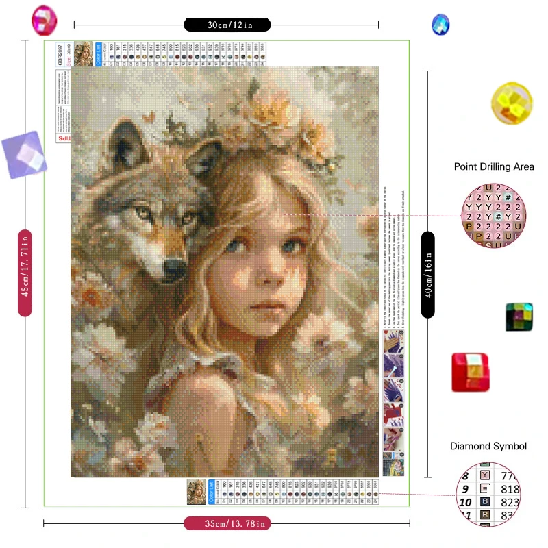 5D Diamond Embroidery girl and fox Diamond Drawing  Aniaml DIY Full Square Round Mosaic Art Cross Stitch Home Decoration