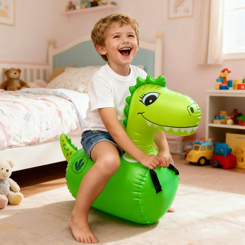 ‌ Inflatable Jumping Horse ‌   For Kids&Adults Simualtion Green Dinosaur Riding Toys Home Outdoor Interactive Sport Toy