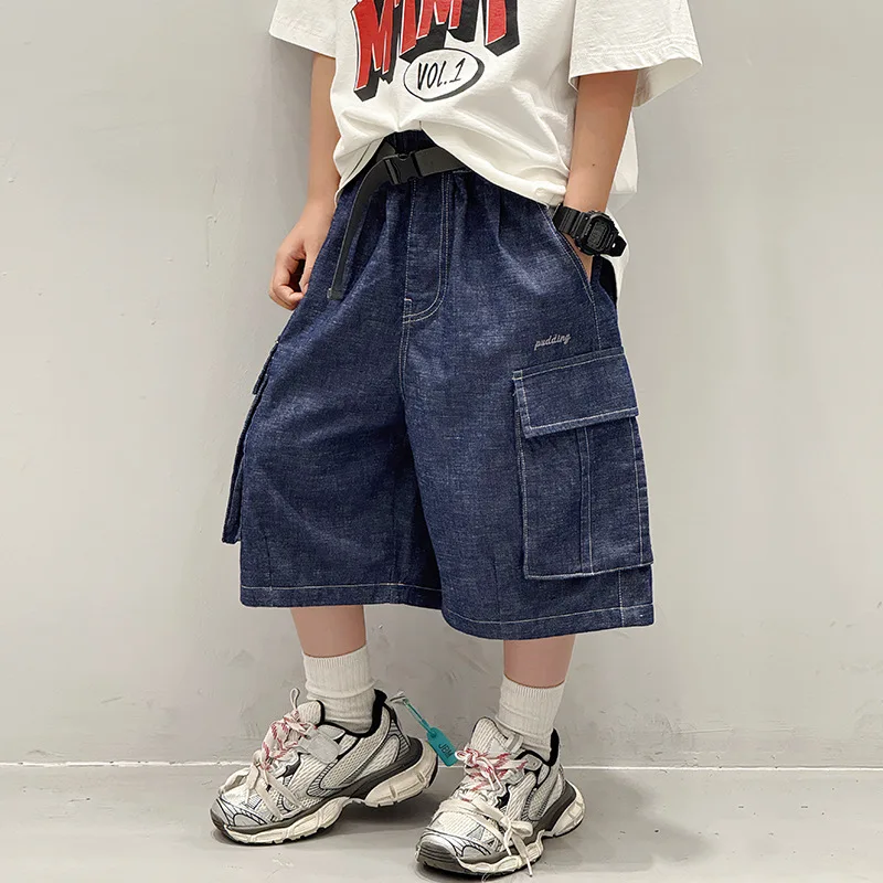 

Baoduo children's clothing boys summer pants denim shorts 2025 new children's pants trendy five-point pants