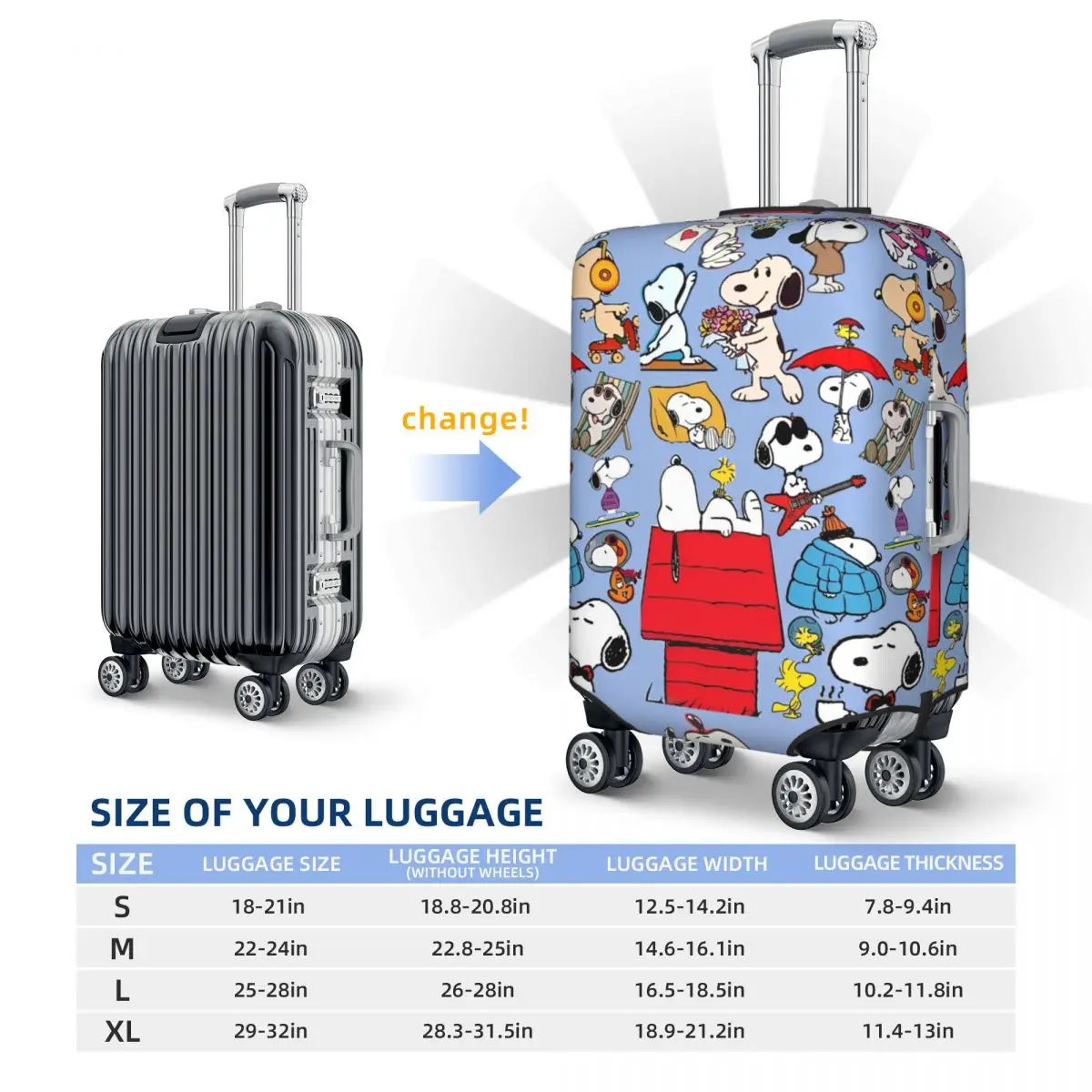 MINISO Snoopy Print Suitcase Cover Travel Protector Holiday Useful Luggage Accesories