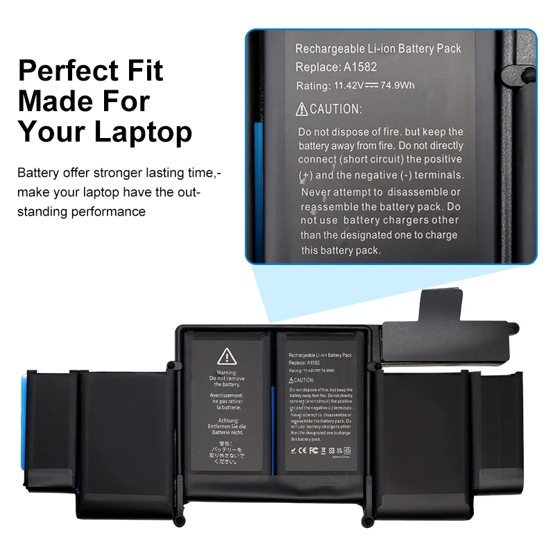 A1582 Battery For Apple MacBook Pro 13" Retina A1502 2013 2014 2015 Year  + 24-Month warranty