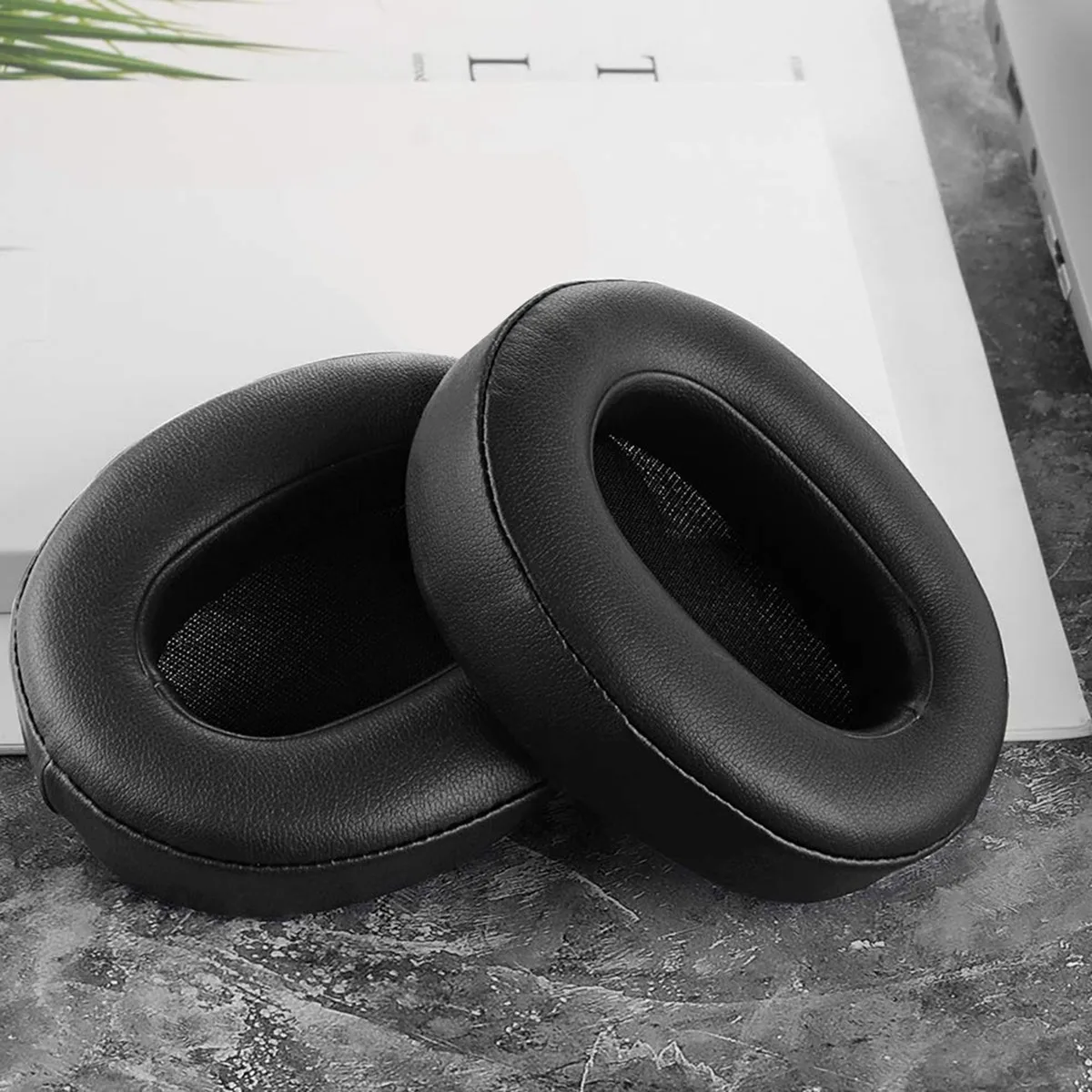 Replacement Ear Pads for Sony WH-XB900N Headphones Earpads Leather Headset Ear Cushion Repair Parts (Black)