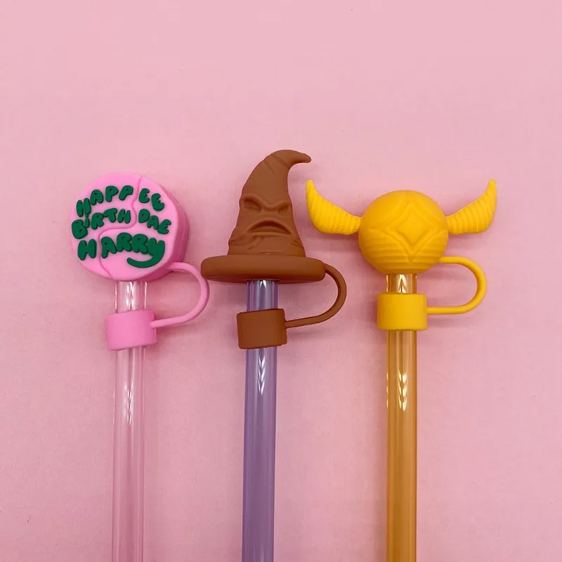 3 Piezas Harry Potter Eternal Potters Tapas Decorativas Desmontables para Pajitas, Protectores Antipolvo para Pajitas, Regalo de Necesidades Diarias 10mm