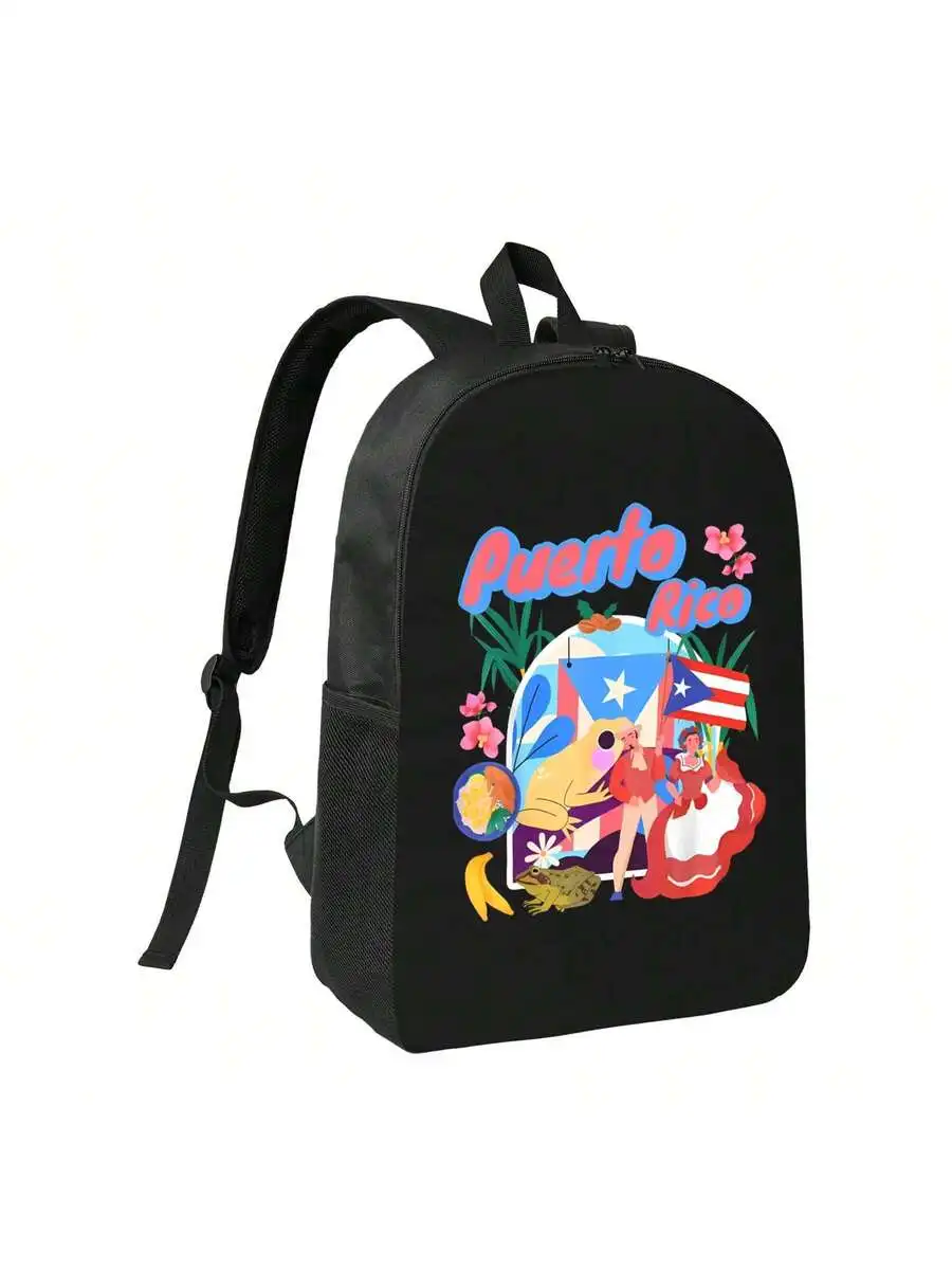 Puerto Rico Print Casual Backpack For Adults Laptop Daypack 600D Oxford Canvas