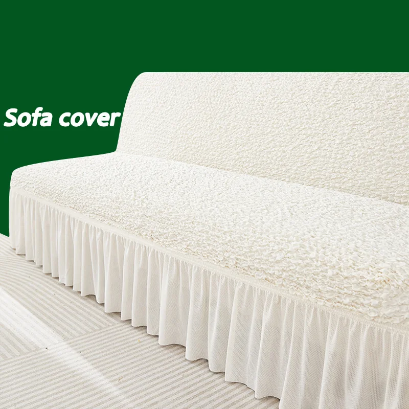 Japanese Cream Style Non Armrest Skirted Folding Sofa Bed Cover All Inclusive Universal Elastic Thickened Sofa Cover