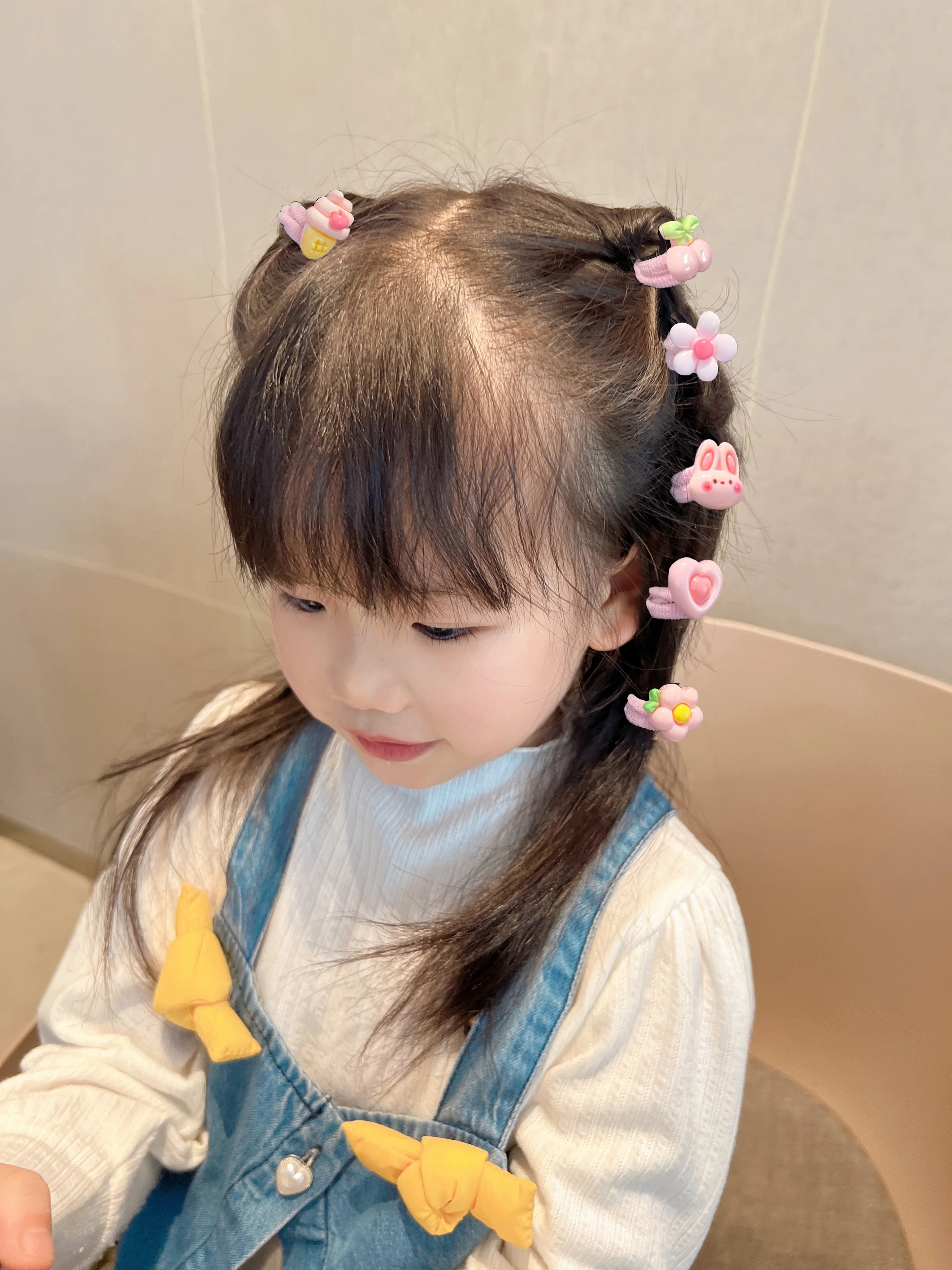Cute High Elasticity Hair Ties for Girls, Soft Towel Loop Hair Bands, Non-Damaging Ponytail Holders, Perfect for Kids' Hairstyle