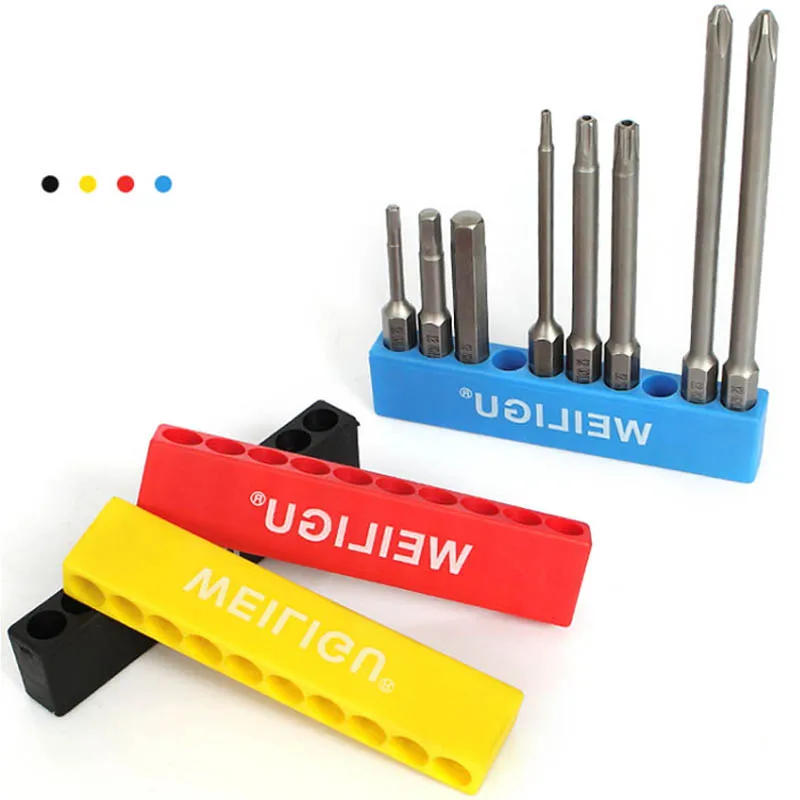 Screwdriver Hole Storage Box 10/12 Holes Hex Shank Bit Holder Plastic Head Storage Case Tool Stand Accessories Red Blue Yellow