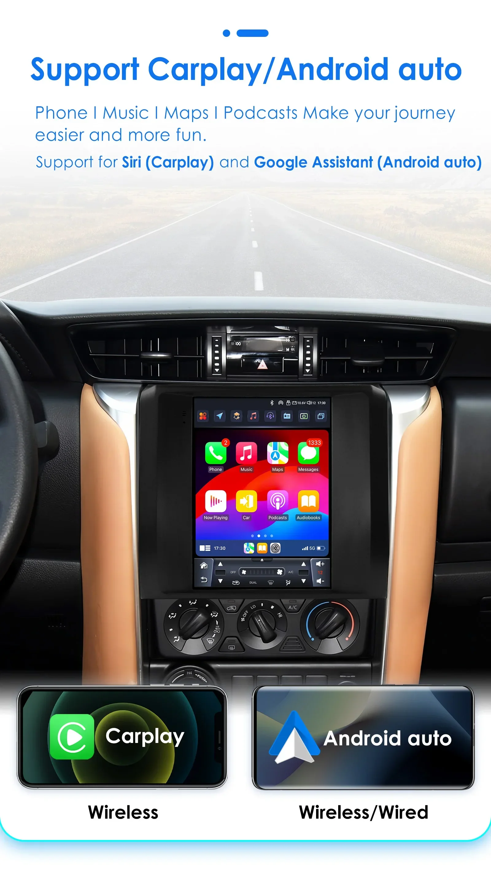 9.7 4G Wireless Carplay Android Auto Car Radio Multimedia for Toyota Fortuner / HILUX Revo 2015 - 2022 Video Player