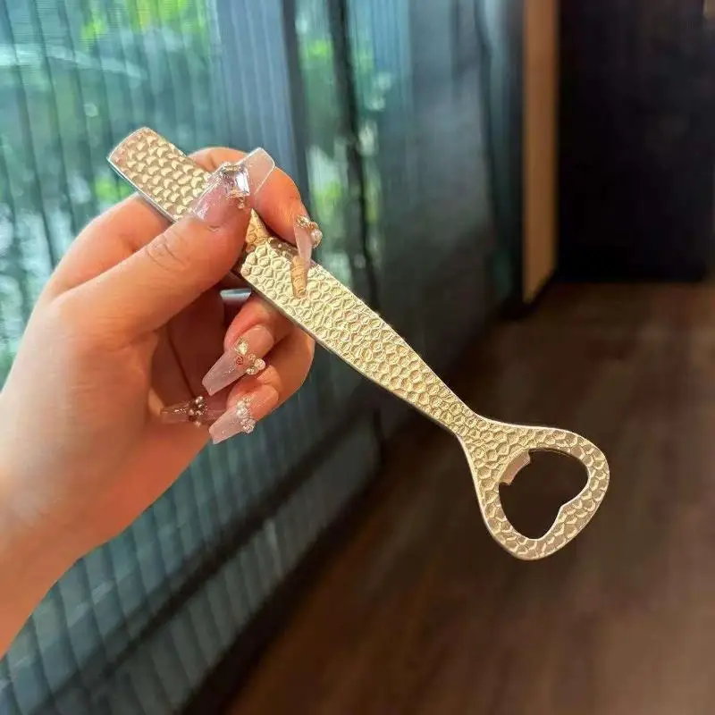 Heavy Duty Stainless Steel Hammered Bottle Opener Elegant Hammer Textured Lever Mechanism