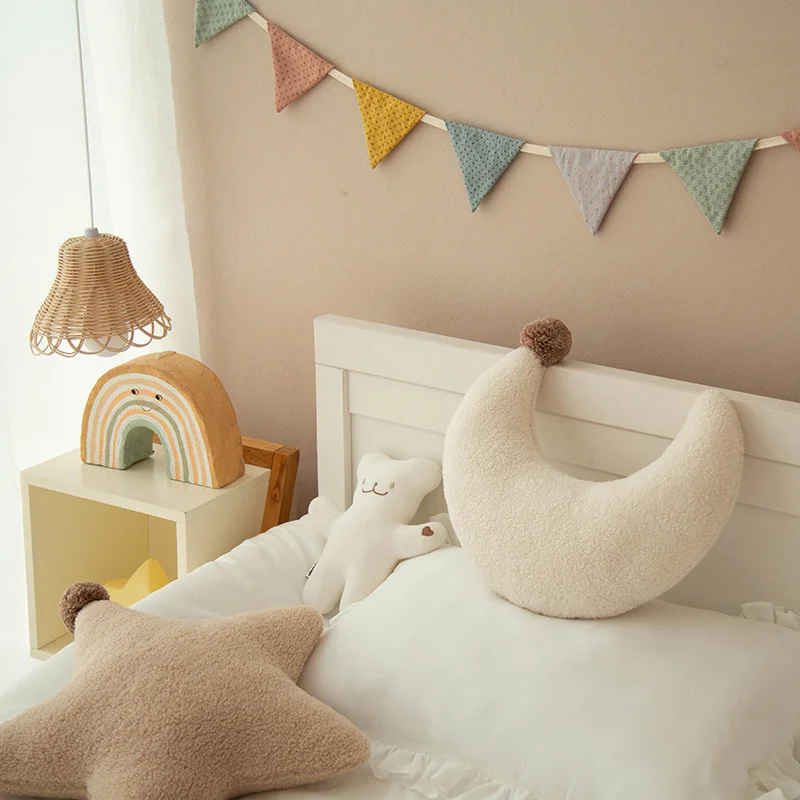 Creative Cream Star Moon Comfort Pillow Children's Room Decoration Home Baby Nursery Decor Sofa Window Cushion Home Ornament