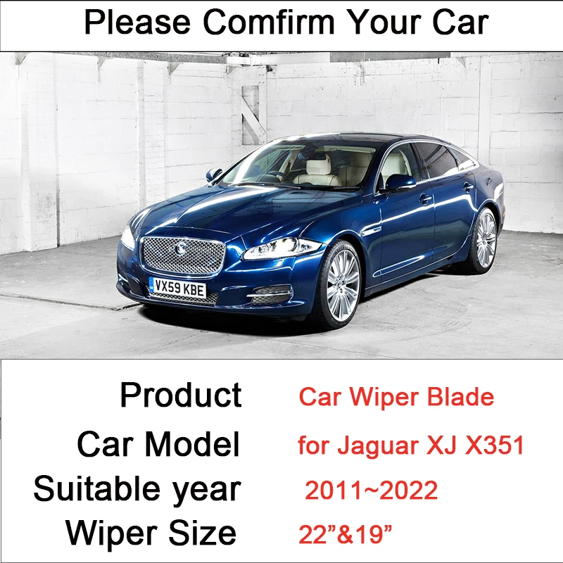 for Jaguar XJ X351 2011~2022 2016 2017 2018 2019 Frameless Rubber Wipers Snow Scraping Front Windshield Brushes Car Accessories