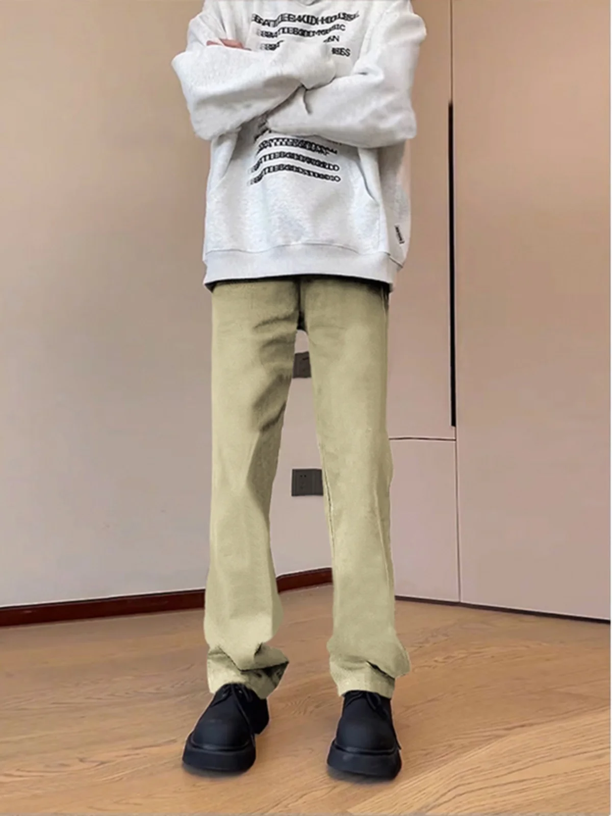 

Cleanfit Mud Color Denim Jeans Straight Leg Autumn Winter Men's Vintage Waed Slimming Long Trousers Youth Faion Cotton Po...