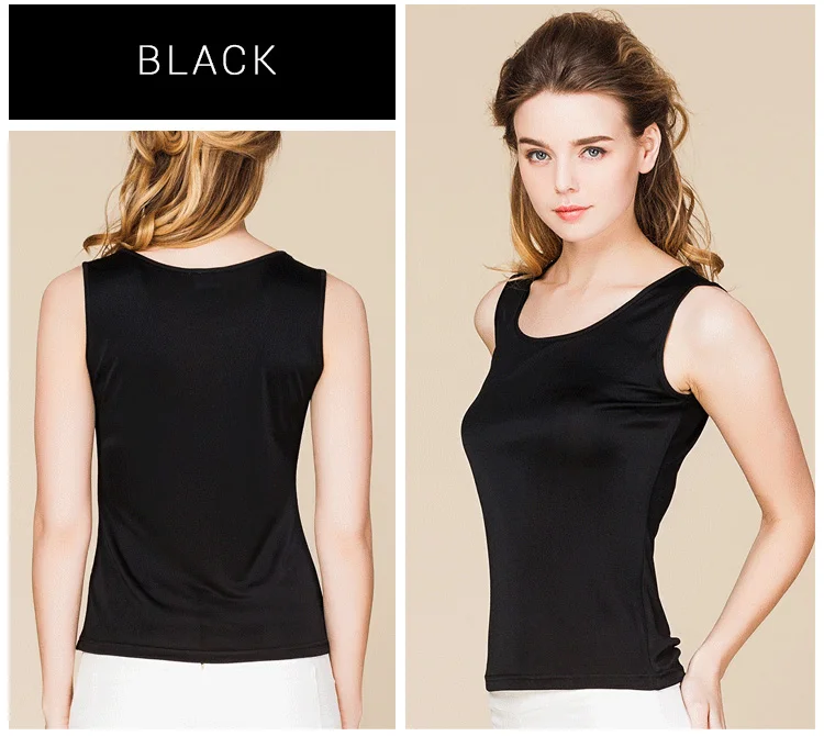 SuyaDream Women Tanks Knitted Real Silk Solid Vest O Neck Sleeveless Basic T Shirt 2025 Spring Summer Tops