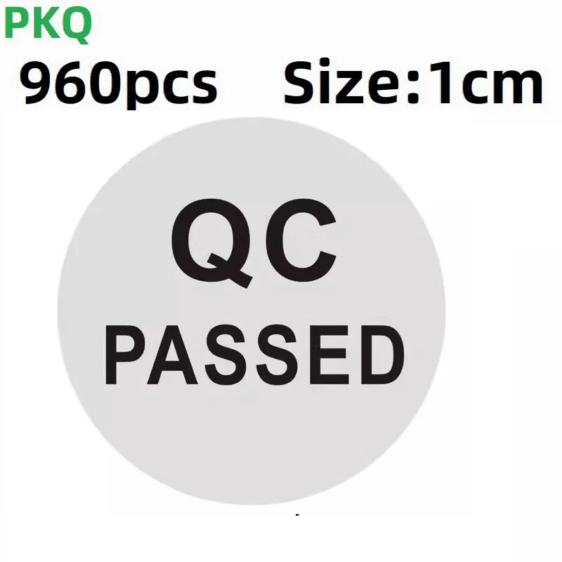 960pcs 1cm Matte Silver QC PASSED Paper Label Sticker Factory Product Check Mark Manufacture Processing Inspection Tag