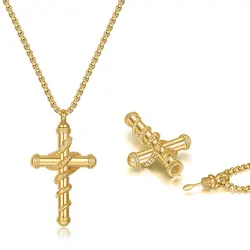 Snake Around Cross Spoon Necklace Exquisite Hollow Design Spoon Inside Stainless Steel Pendant Necklace Trendy Jewelry Presents
