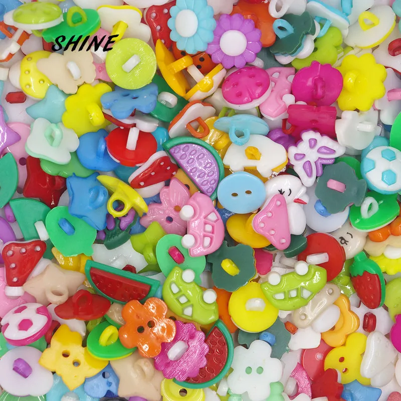 50PCs 25-35Patterns Mixed Randomly Cartoon buttons for KIDS Clothes Accessory DIY Scrapbooking 12-22mm P1001