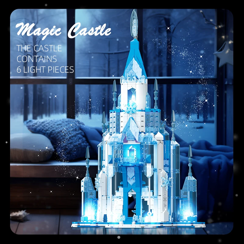 Bloques de construcción de Castillo de hielo mágico para niños, juguete de ladrillos para armar Castillo de Frozen, juego educativo, ideal para regalo, código 786, piezas