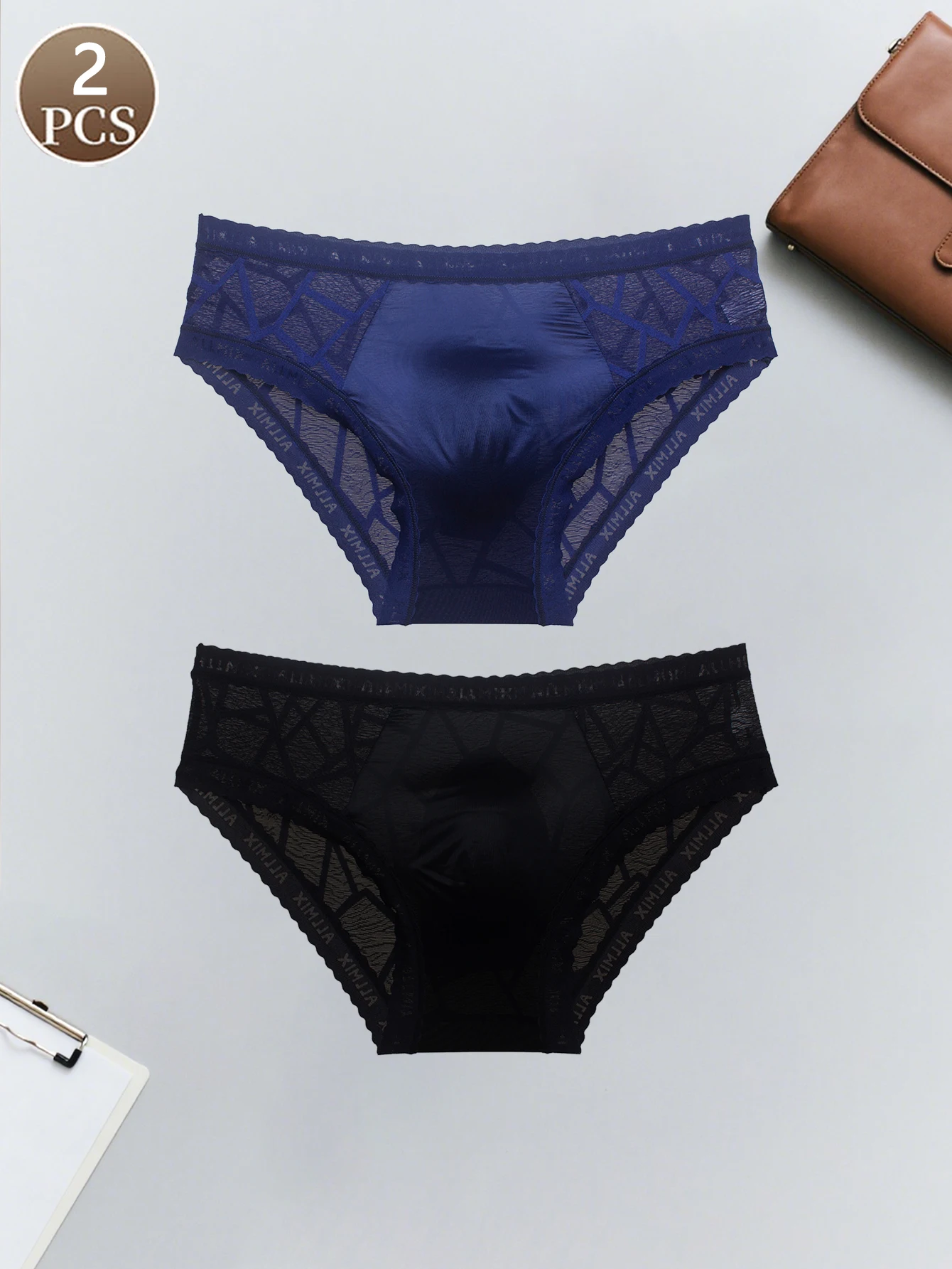 

2PCS men's briefs sexy lace men's fashion casual sports simple underwear low waist comfortable soft men's triangle briefs
