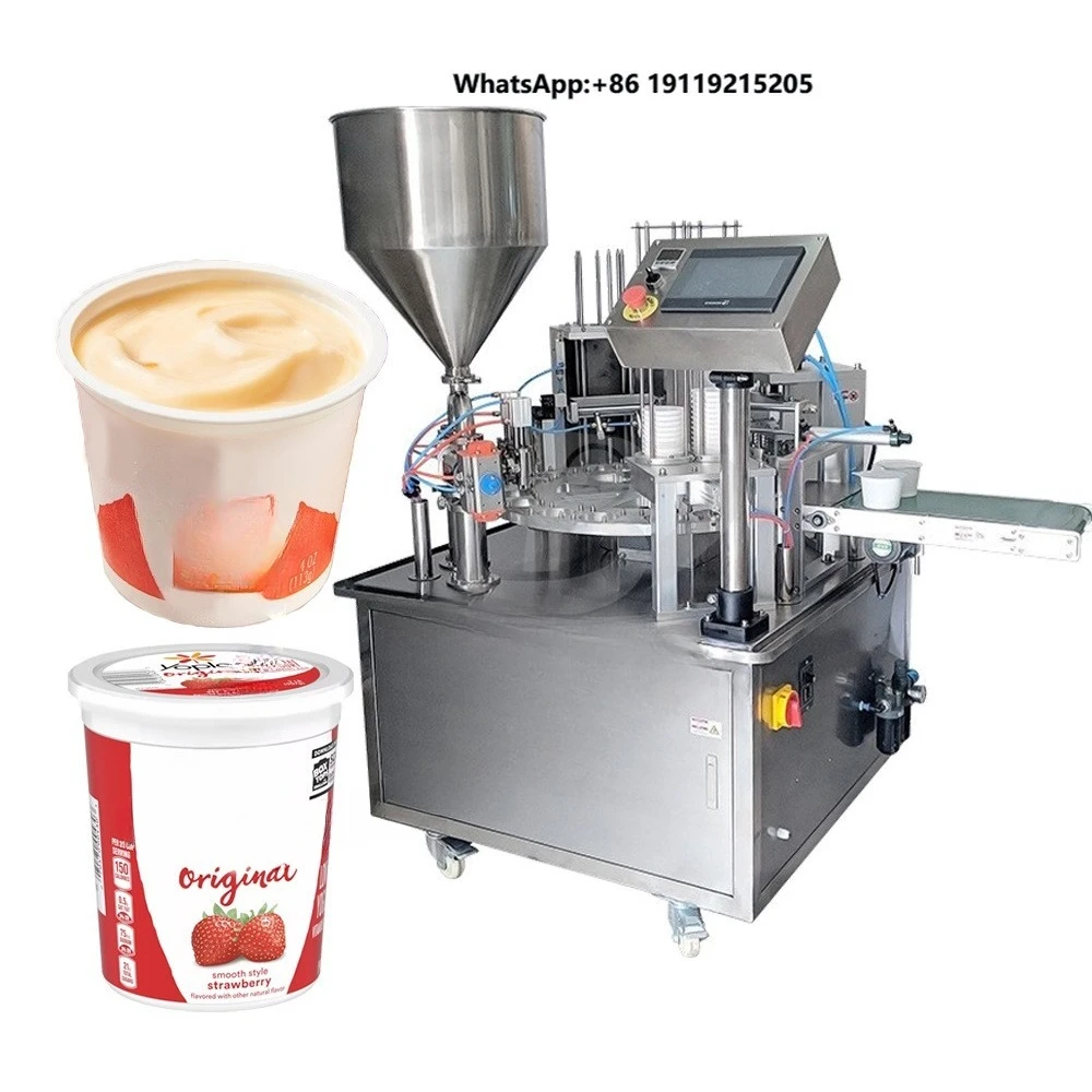 Cup Buttermilk Filling Sealing Machines Pneumatic Multifunctional Packaging Machine for Yogurt Jelly Liquid