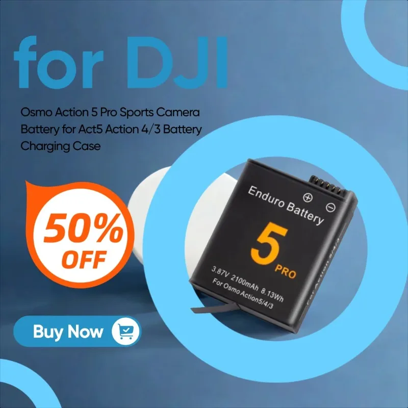 

Compatible Battery for DJI Osmo Action 5 Pro Sports Camera Battery for Act5 Action 4/3 Battery Charging Case