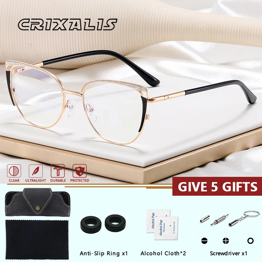 

CRIXALIS универсальные очки для чтения «кошачий глаз» для близорукости по рецепту для женщин, прогрессивные фотохромные оптические очки с защитой от синего луча