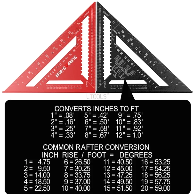 Imagem -06 - Alumínio Alloy Woodworking Triângulo Régua Espessado Alta Precisão Carpintaria Ferramentas de Medição 45 Graus 90 Graus de Ângulo 12