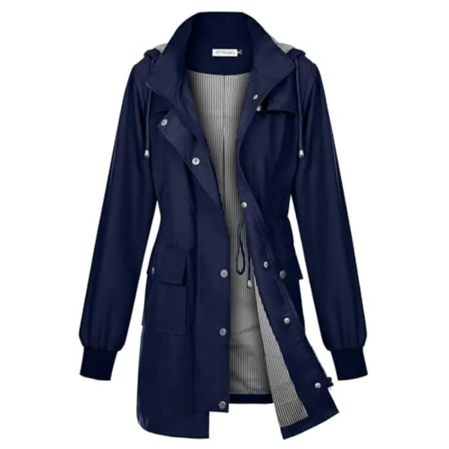 PITINAN Rain Jackets For Women Waterproof Rain Coats with Hood Lightweight Windbreaker Outdoor Womens Raincoats
