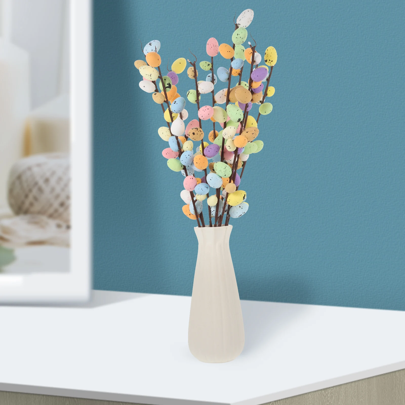 

10pcs Artificial Easter Egg Branch Decor Simulation Stems For Vase Filler Party Decoration Centerpiece Fake Egg Twig Picks