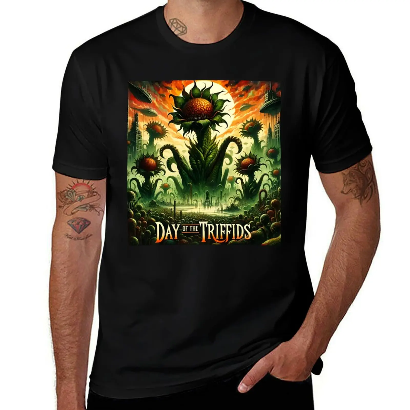 

Day of the Triffids - Alternative Book Cover T-Shirt rapper graphic tees plus size tops sweat heavy weight t shirts for men