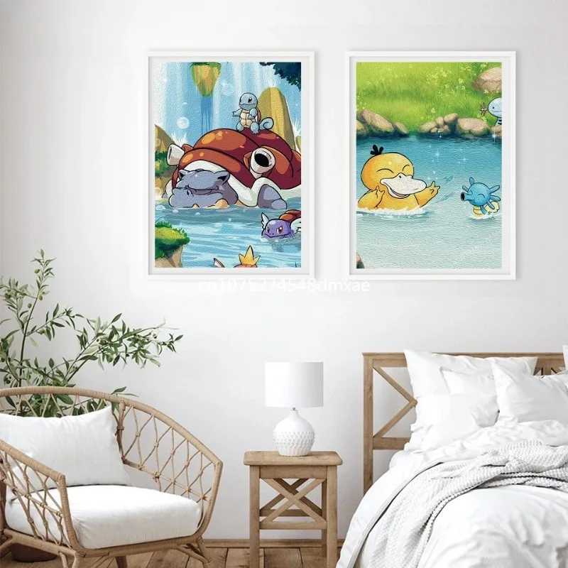 Canvas Japanese Anime Peripheral Pokemon Wall Art Stickers and  HD  Posters Room Bedroom Decoration Children's Gift Picture