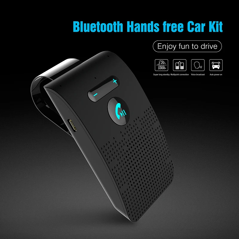 Bluetooth-compatible 5.0 Handsfree Car Kit Sun Visor Wireless Speakerphone Multi-point Hands-free BT Speaker