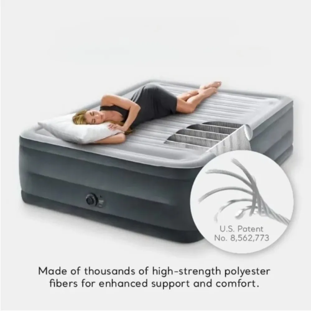 

22in Queen Comfort Plush High-Rise Inflatable Air Mattress with Built in Pump for Travel and Camping, 600lb Weight Capacity