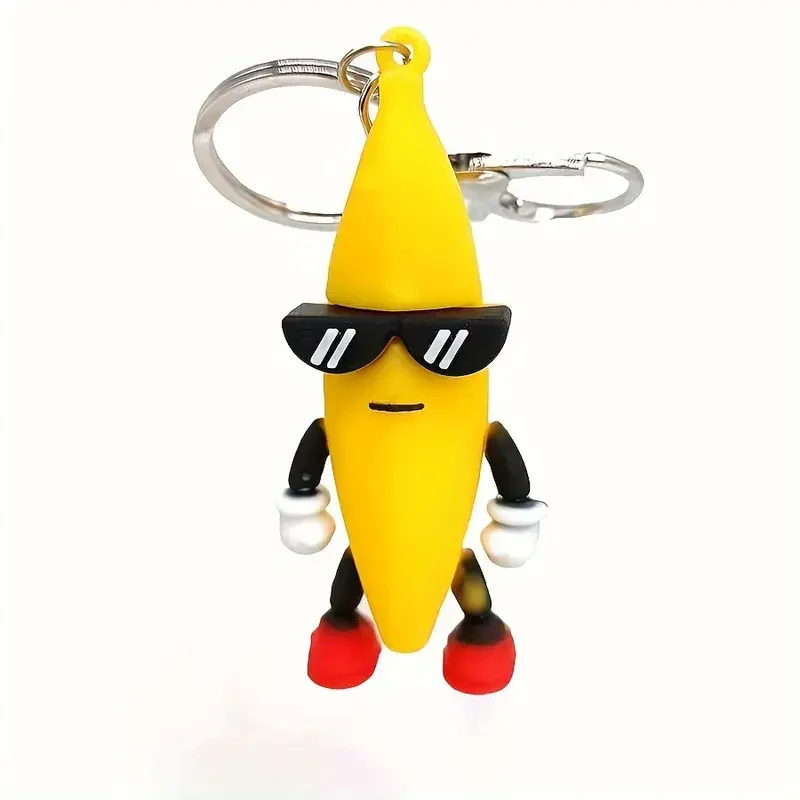 1pc Creative Trendy Cartoon Keychain Cute Banana Keyring Bag Accessory