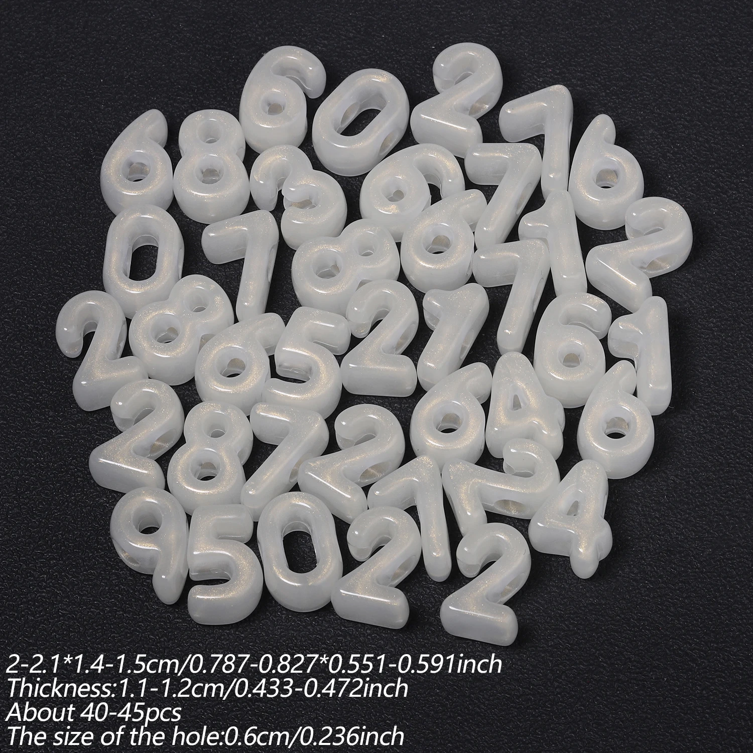 21x14mm starke, leuchtende Perlen, die im Dunkeln leuchten, Zahlen-Acryl-Abstandshalterperlen für die Schmuckherstellung, Armbänder, Ketten, DIY-Zubehör – Detail 5