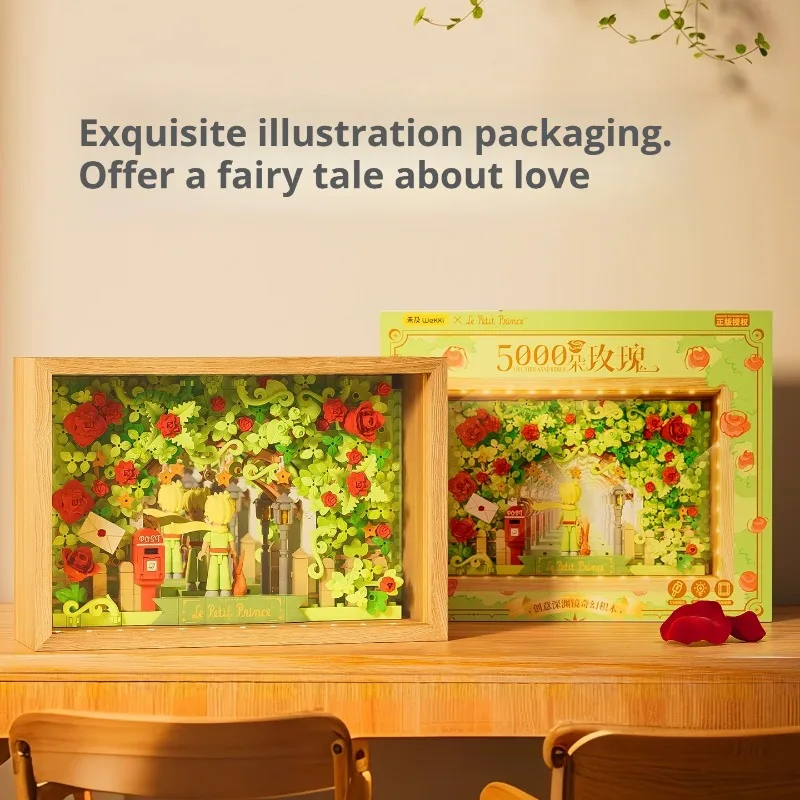 Novo pequeno príncipe blocos de construção abismo espelho moldura da foto construção acessórios desktop montagem quebra-cabeça brinquedo modelo presente