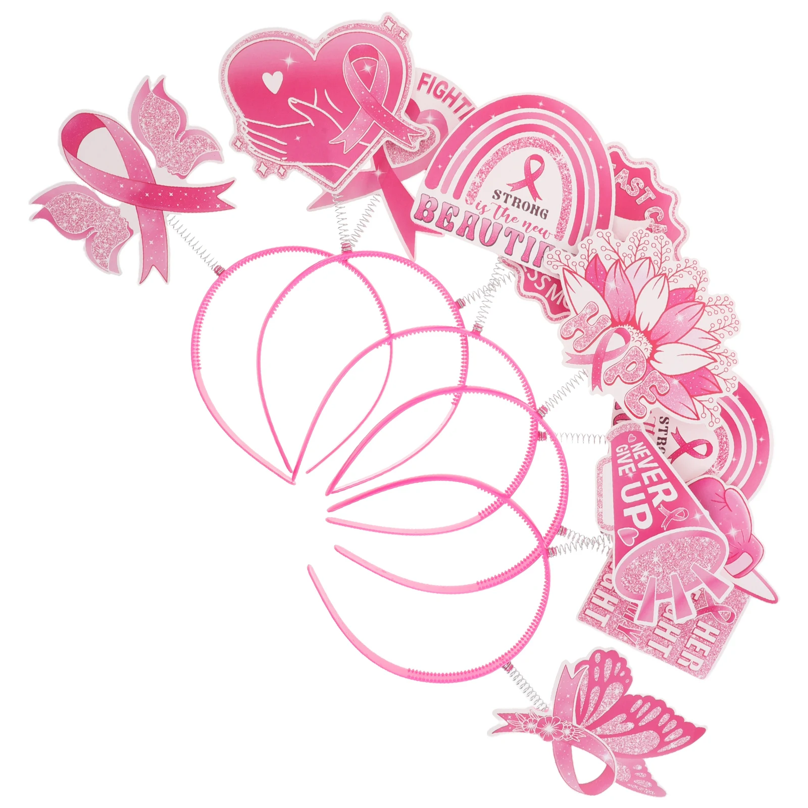 

5pcs Party Decoration Headband Women Themed Breast Cancer Awareness Photo Props Ribbon Headwear Holiday Hair Hoop Costumes