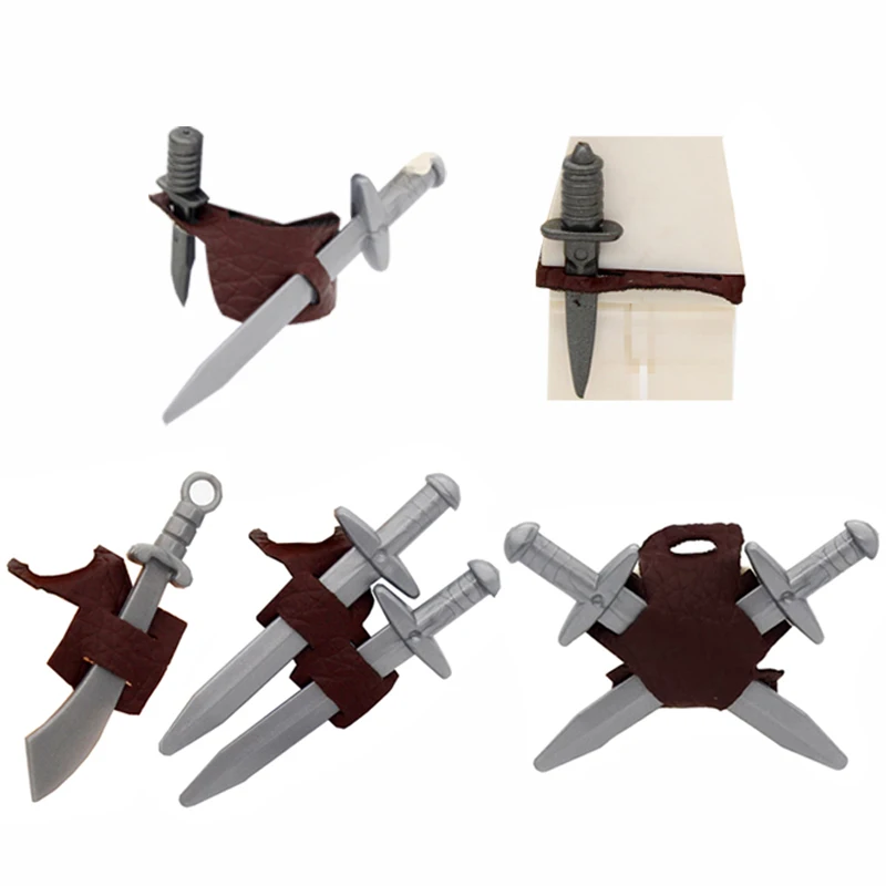 Medieval Soldier Knight Figure Accessories Building Blocks Sword Scabbard Cloak Shoulder Armor Helmet Headscarf Bricks Toys E01