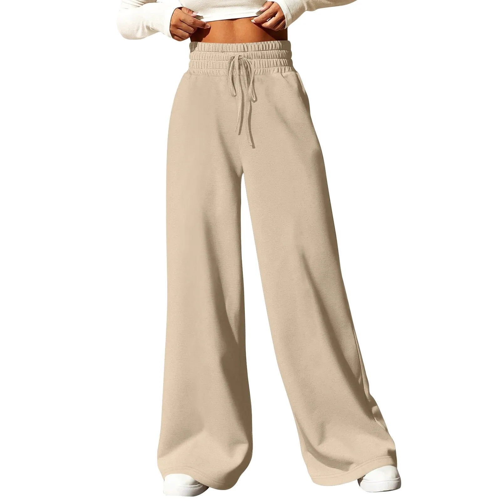 Womens Wide Leg Sweatpants Casual Loose Solid Color Pants Comfy  Joggers Baggy Sweatpants Pockets Pants for Women Women’s Pants