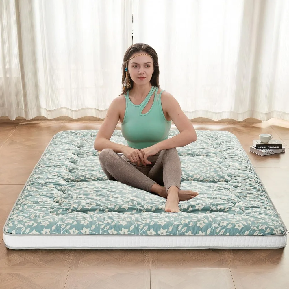 

Japanese Floor Futon Mattress Extra Thick Folding Roll Up Bed Topper Mat for Guest,Lounger and Tavel