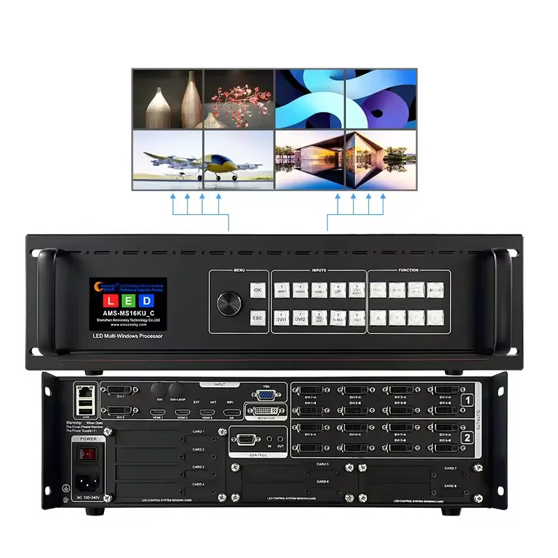 8K 4K 7 Input 16 Output Hd Video Wall Processor Similar Magnimage LED-W4000 H2 Nova Led Controller for Large Screen