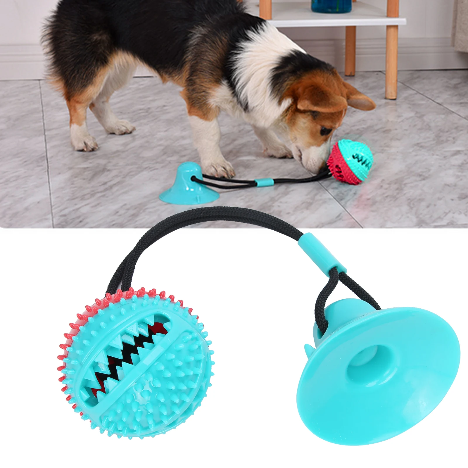 Dog Toys Balls Suction Cup Interactive Hemp Rope Rubber Leaking Balls For Small Dogs Chewing Bite Resistant Toys Pet Tooth Clean