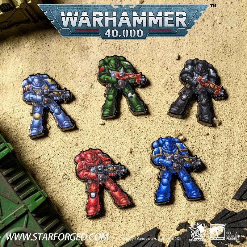 Starforged Warhammer 40K لعبة حقيقية الطرفية مشاة البحرية الفضائية Intercessors شارة ملونة مغناطيس الثلاجة تحصيل الهدايا #1