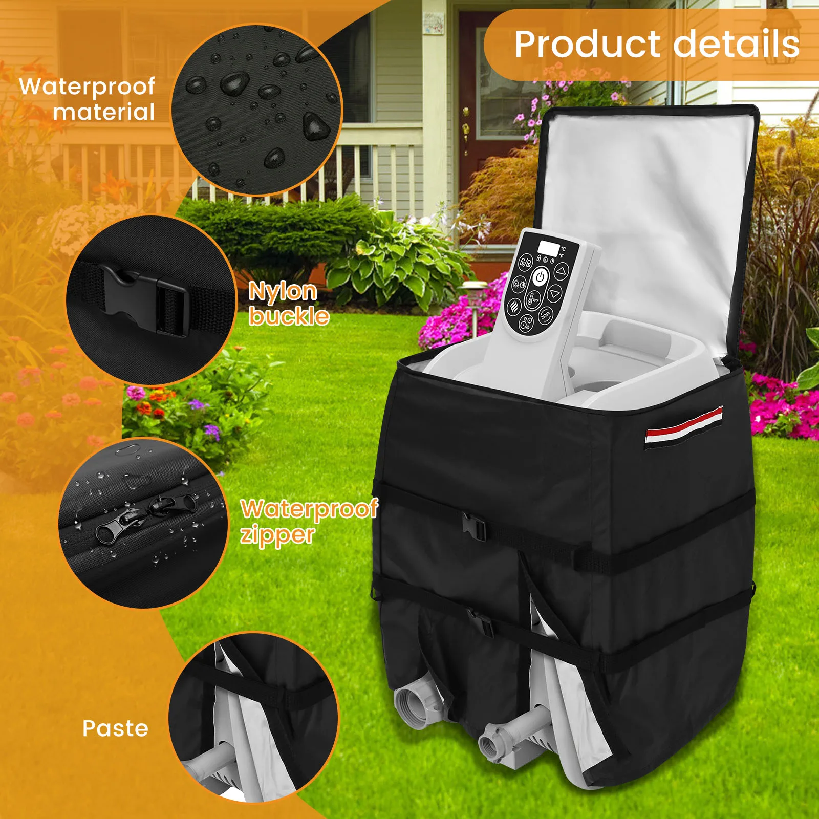 حوض سبا سخان غطاء المضخة مقاوم للماء غطاء مضخة حوض استحمام ساخن مع سحاب حماية جميع الأحوال الجوية غطاء مضخة حوض الاستحمام الساخن ل حوض الاستحمام سبا