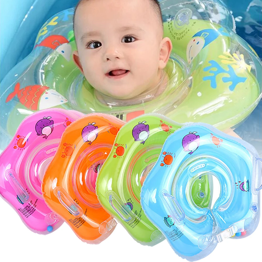 Mais novo bebê natação pescoço anel tubo de segurança infantil banho flutuador círculo verão inflável água flutuante acessórios para banheira piscina