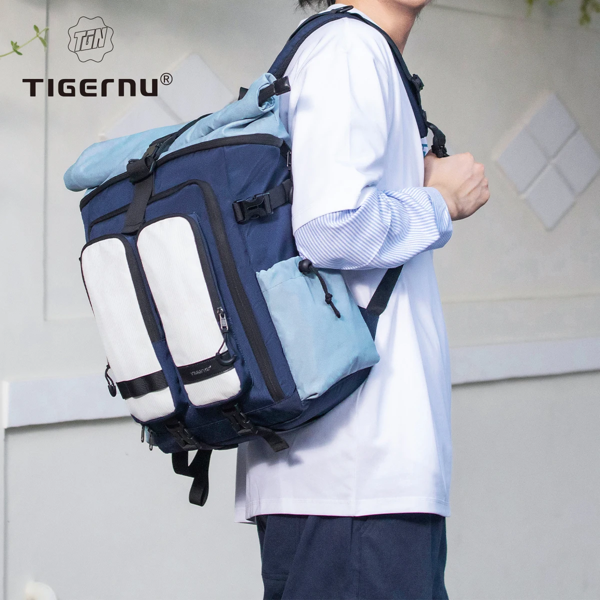 حقيبة ظهر عصرية من Tigernu 2025 لأجهزة الكمبيوتر المحمول للرجال والنساء حقيبة مدرسية للشارع حقائب ظهر Tarvel